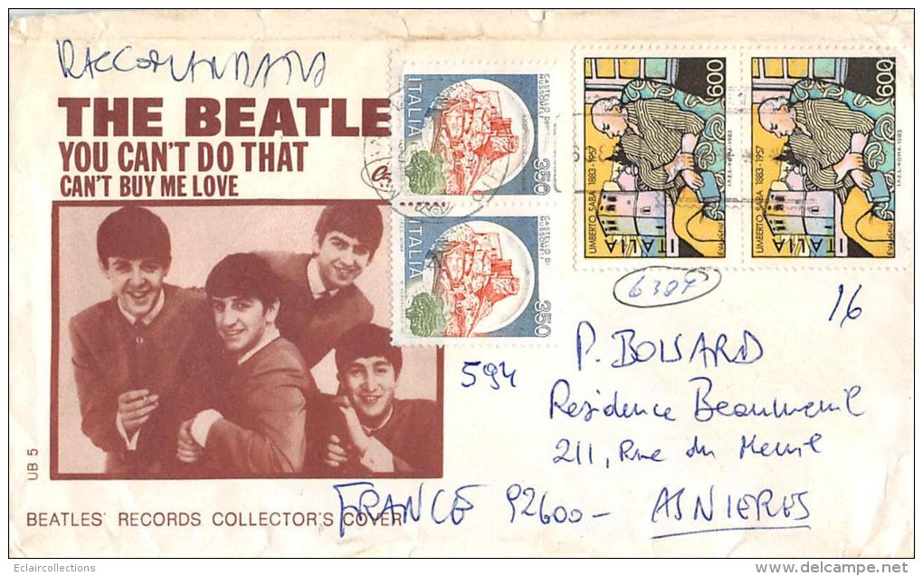 Musique   Artistes  Chanteurs.   Enveloppe  Postale Avec Photos Des Beatles - Artistes