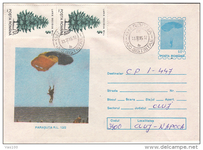 25885- PARACHUTTING, R.L. 12/2 PARACHUTTE, COVER STATIONERY, 1995, ROMANIA - Fallschirmspringen