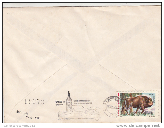 26036- FELDIOARA, PREJMER, HARMAN, SANPETRU SETTLEMENTS ANNIVERSARY, SPECIAL COVER, 1990, ROMANIA - Cartas & Documentos