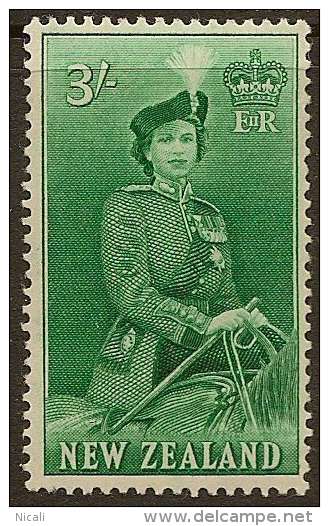 NZ 1953 3/- Green QEII SG 734 UNHM #NP51 - Nuevos