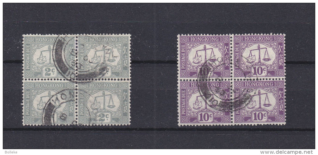 Hong Kong - Yvert Taxe 6 Et 10 Oblitérés - 2 Blocs De 4 -  Valeur Entre 12 Et 55 Euros - Postage Due