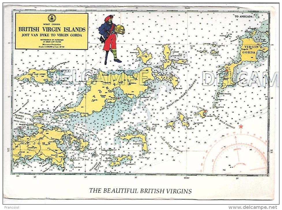 The Beautiful British Virgins. Carte Marine. - Jungferninseln, Britische