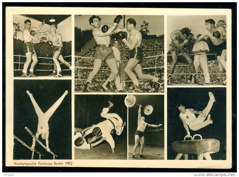GERMANY Complete Olympic Set With First Day Cancel On Olympic Postcard Vor-Olympische Festtage 1952 - Sommer 1952: Helsinki