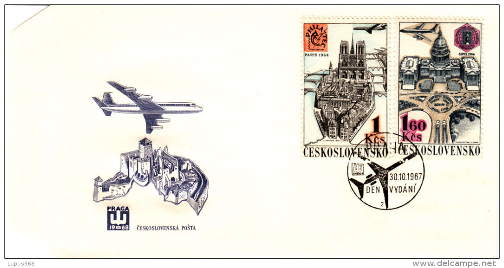 Tschechoslowakei 1967 MiNr. 1738/1744 FDC (4)  PRAGA´68: Hauptstädte - Storia Postale