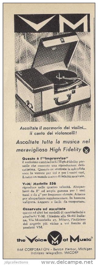 # VM MICHIGAN USA GIRADISCHI TURNTABLE Italy 1950s Advert Pubblicità Publicitè Reklame Drehscheibe Radio TV Television - Sonstige & Ohne Zuordnung