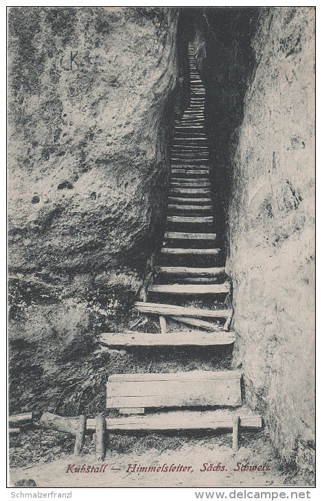 AK Kuhstall Himmelsleiter Stiege Felsen Sächsische Schweiz Kirnitzschtal Bei Bad Schandau Lichtenhain Hinterhermsdorf - Kirnitzschtal