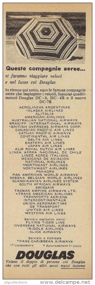 # DC DOUGLAS 1950s Italy Advert Publicitè Publicidad Reklame Airlines Airways Aviation Airplane - Werbung