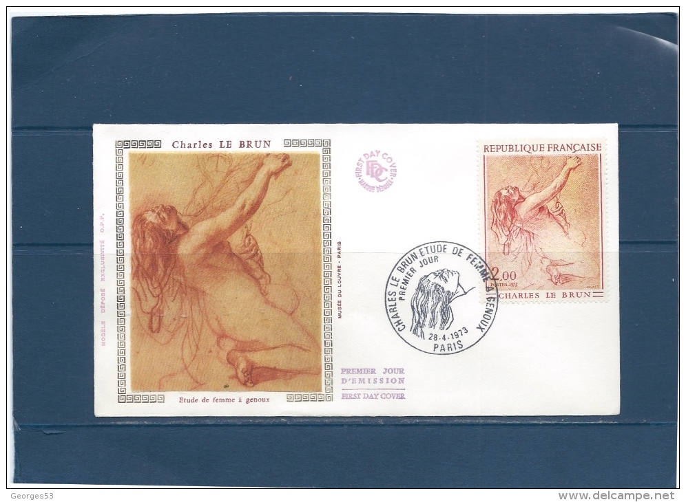 FRANCE CRATE MAXI ENVELOPPE 1ER JOUR  Charles LE BRUN  28/4/73  VAL YT : 3,70 € - Unclassified