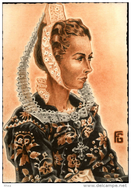 ILLUSTRATEURS - Carte Illustrée Par Géo FOURRIER - Visages Bretons - Pays Glasik - Fourrier, G.