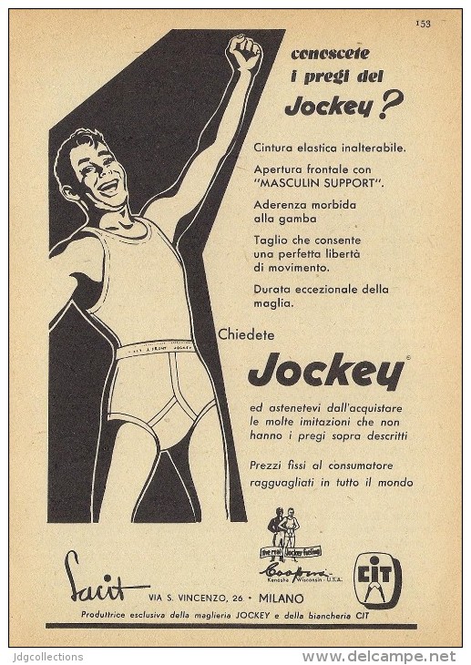 # MAGLIERIA CIT JOCKEY 1950s Advert Pubblicità Publicitè Reklame Underclothes Lingerie Ropa Intima Unterkleidung - 1940-1970 ...