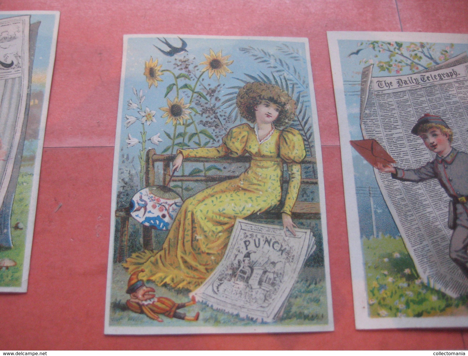 C1880 Newspapers 8 Hand Press Litho Cards : Set Of 6 VG PUCK  PUNCH NY Herald Times Uncle Sam USA Daily Telegraph - 1850-1899