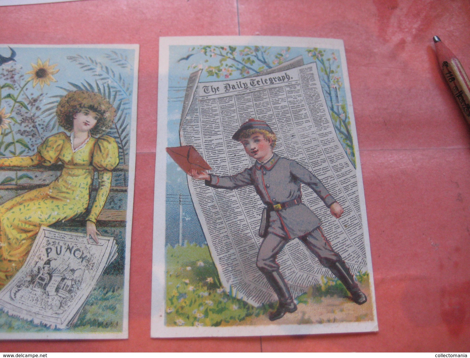 C1880 Newspapers 8 Hand Press Litho Cards : Set Of 6 VG PUCK  PUNCH NY Herald Times Uncle Sam USA Daily Telegraph - 1850-1899