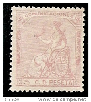 1873-ED. 132 I REPÚBLICA - ALEGORÍA DE ESPAÑA - 5 CENT. ROSA-NUEVO- MH - Nuovi