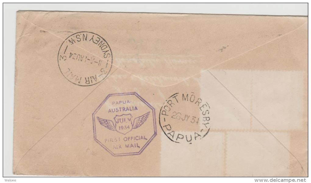 Aus272/ C.T.P. Ulm 24.3.34 Ex Sydney - Port Morsby - Sydney And Per Shipmail To Honolulu - Storia Postale