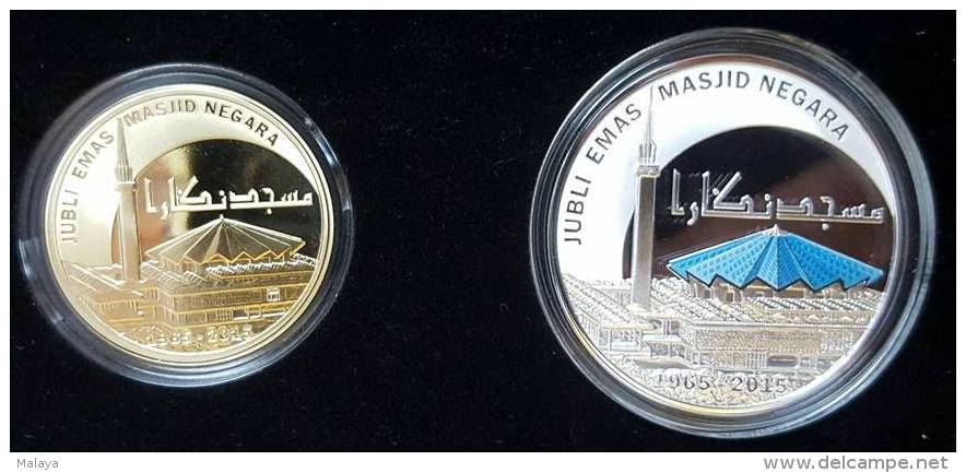 Malaysia 2015 National Mosque Silver 99.9 Proof Coin 10 Ringgit  & 1 Ringgit Proof - Malaysie