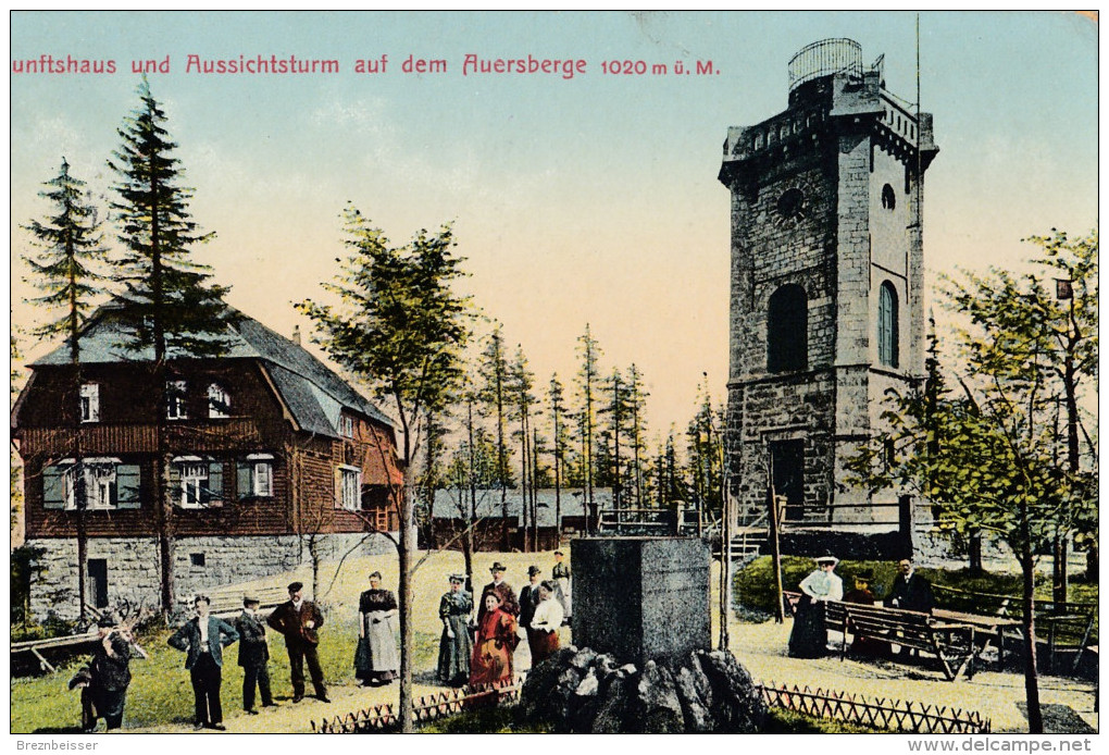 AK : Unterkunftshaus Und Aussichtsturm Auf Dem Auersberge  , Karte Gel. 1911 - Auersberg