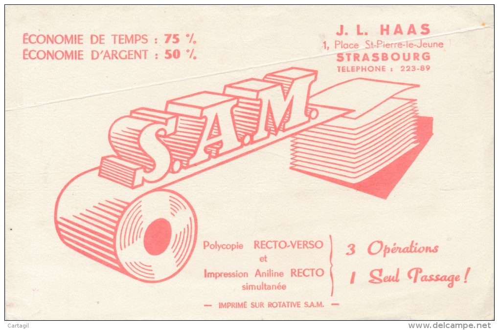 Buvard (format 135 X 210mm)  - B1747 - S.A.M -67 - Strasbourg - (non  Utilisé-Pli)-Envoi Gratuit Pour La France - B