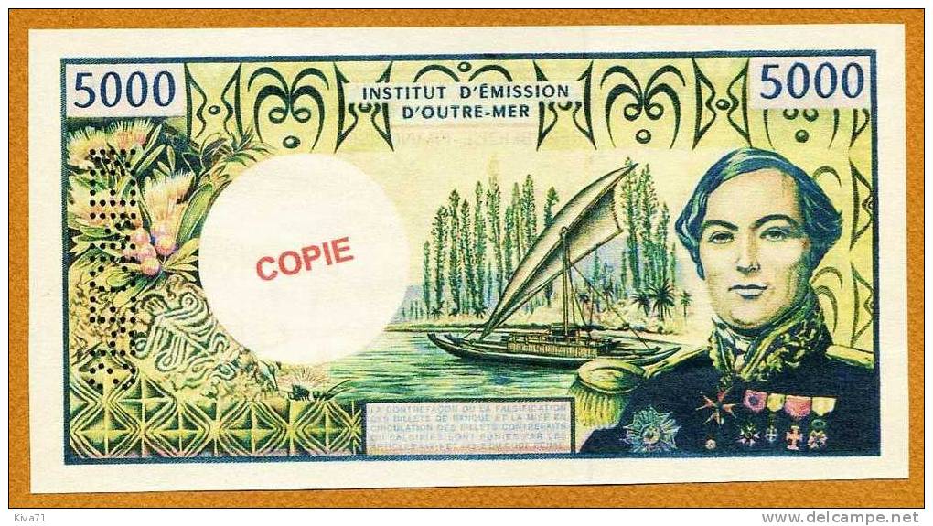 Copie/Fac-similé 5000F "BOUGAINVILLE" Specimen  UNC - Papeete (French Polynesia 1914-1985)