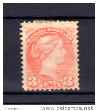 3 Cents Orange Reine Victoria, Yvert  30*, Cote 50 €,  (Michel 28c  Scott 37 Hinged) - Ungebraucht