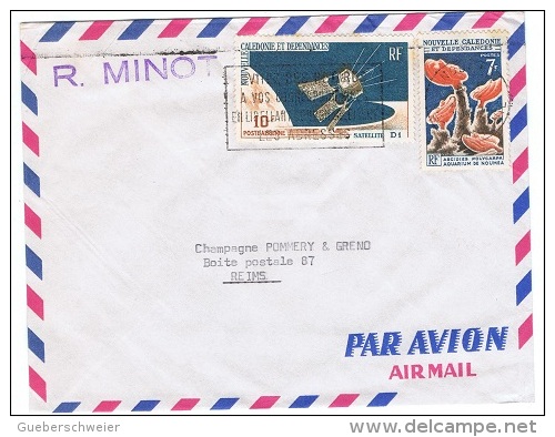COL-L29 - NOUVELLE CALEDONIE N° 322 + PA 87 Sur Lettre Par Poste Aérienne Pour Reims 1967 - Cartas & Documentos