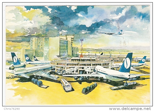 CPM BRUSSEL BRUXELLES National Airport Aéroport Carte Publicité SABENA Airlines Illustrateur Avions BOEING Airplanes - Brussel Nationale Luchthaven