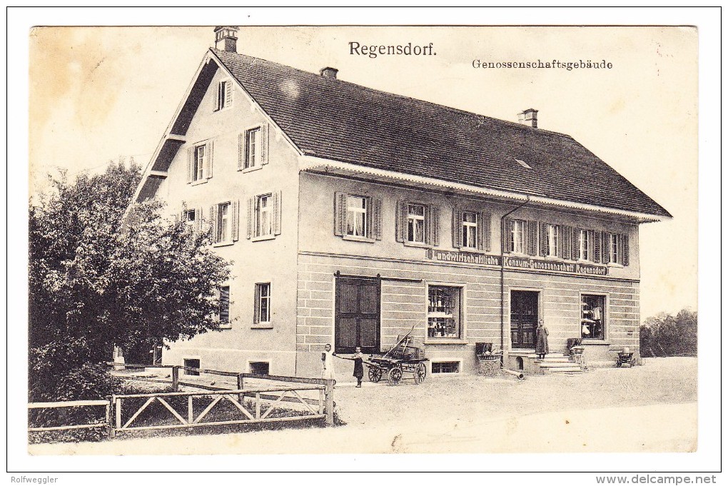 AK ZH Regensdorf Genossenschaftsgebäude Ges. 2.2.1912 Foto Max Room - Regensdorf