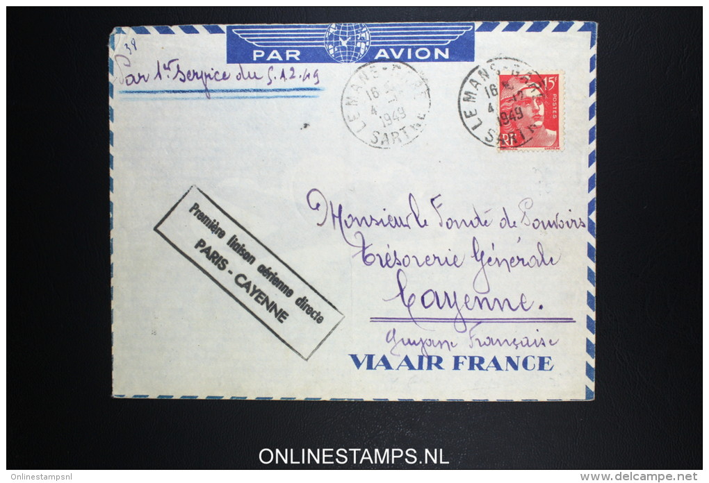 France: Premier Liasions Aerienne  Paris Cayenne  1949 - Lettres & Documents