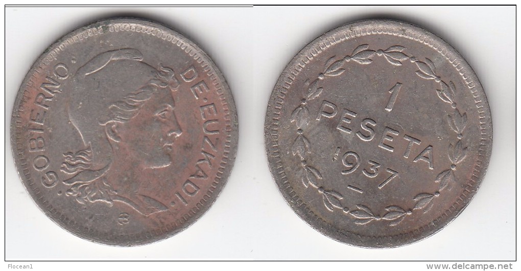 **** EUZKADI - ESPAGNE - SPAIN - 1 PESETA 1937 - LIBERTY **** EN ACHAT IMMEDIAT - Republican Location