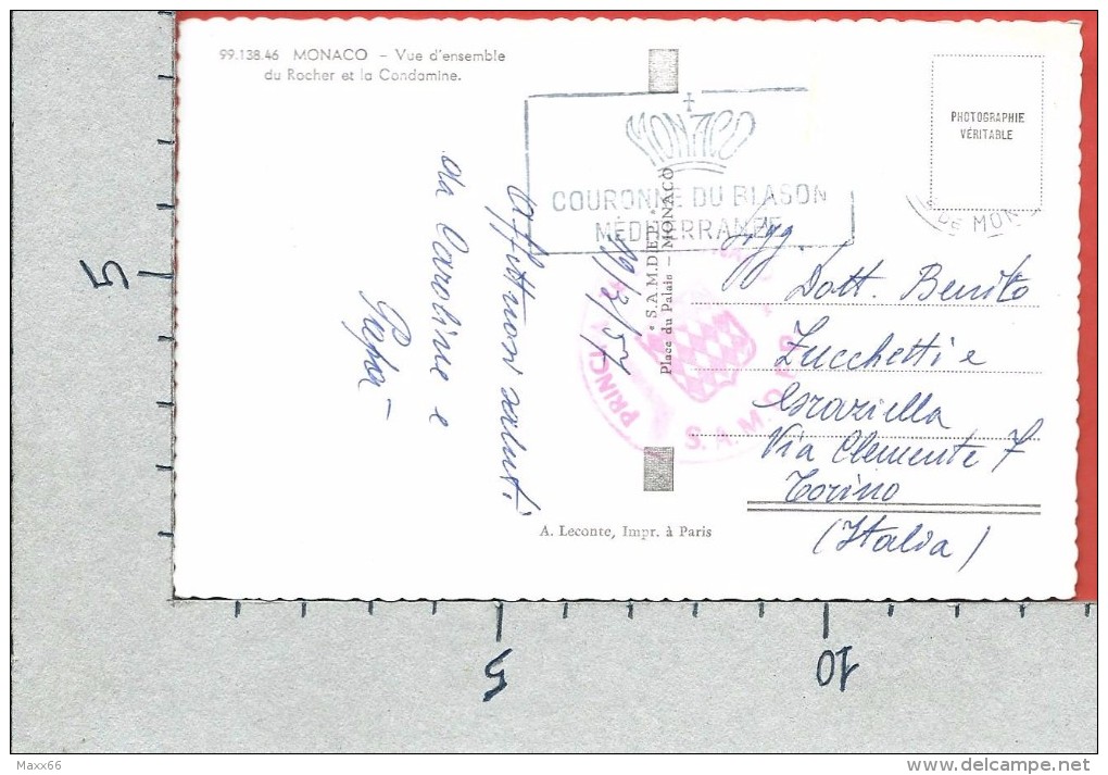 CARTOLINA VG MONACO - Vue D'ensemble Du Rocher Et La Condamine - 9 X 14 - ANN. 1957 - La Condamine