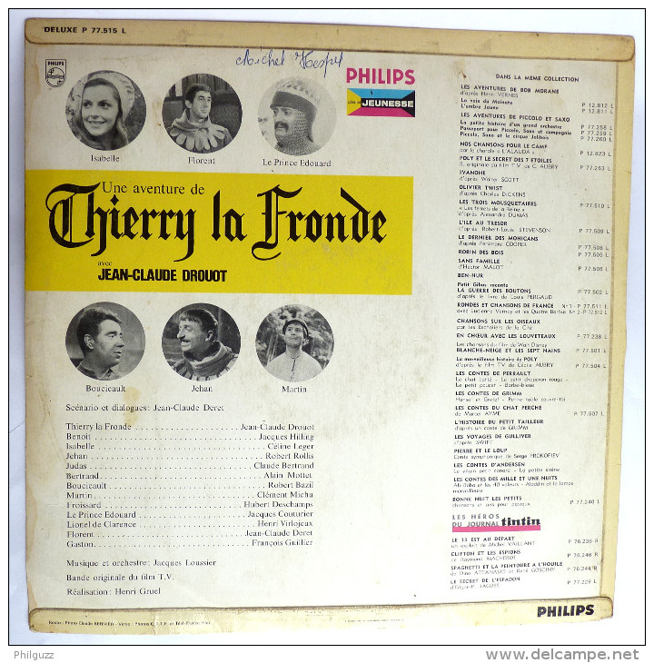 RARE Disque Vinyle 33T Une Aventure De THIERRY LA FRONDE -  JC DROUOT - PHILIPS DELUXE P 77515 L - ORTF 1963 - Disques & CD