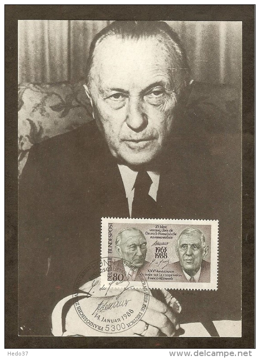 ALLEMAGNE FEDERALE Carte Maximum - Adenauer-De Gaulle - Sonstige & Ohne Zuordnung