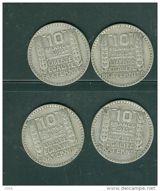 Lot De 4 Pieces 10 Fr  Type Turin Année 1933 Silver Argent - Pia119 - 10 Francs