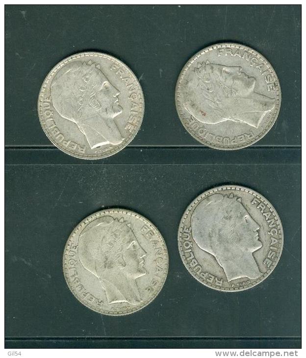 Lot De 4 Pieces Type Turin 10 Fr  Année 1933 X 2 + 1929 X 2 ,  Silver Argent - Pia125 - 10 Francs