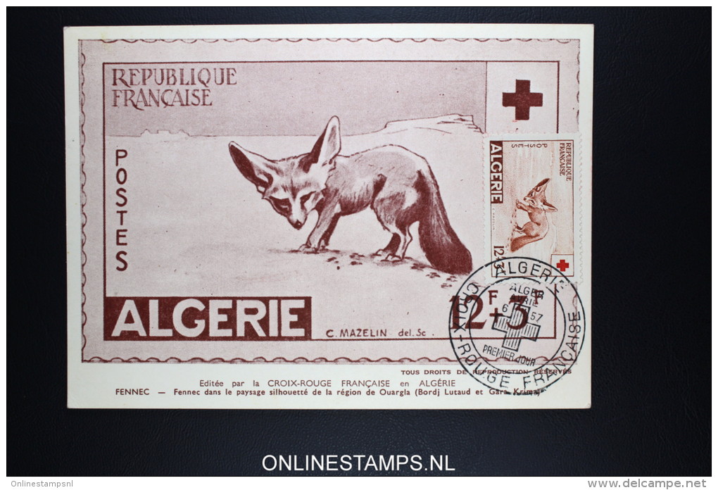 Algerie FDC CROIX ROUGE ALGER 6 Avril 1957 - Cartoline Maximum