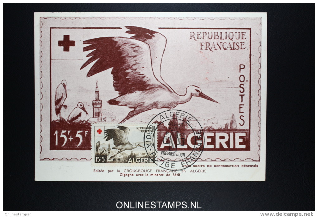 Algerie FDC CROIX ROUGE ALGER 6 Avril 1957 - Maximum Cards