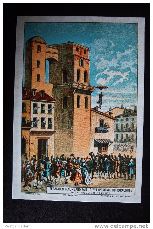 History Of Aeronautics.  Lenormand 1783 Montpellier   - Parachute -  Modern Crimean Postcard - Fallschirmspringen
