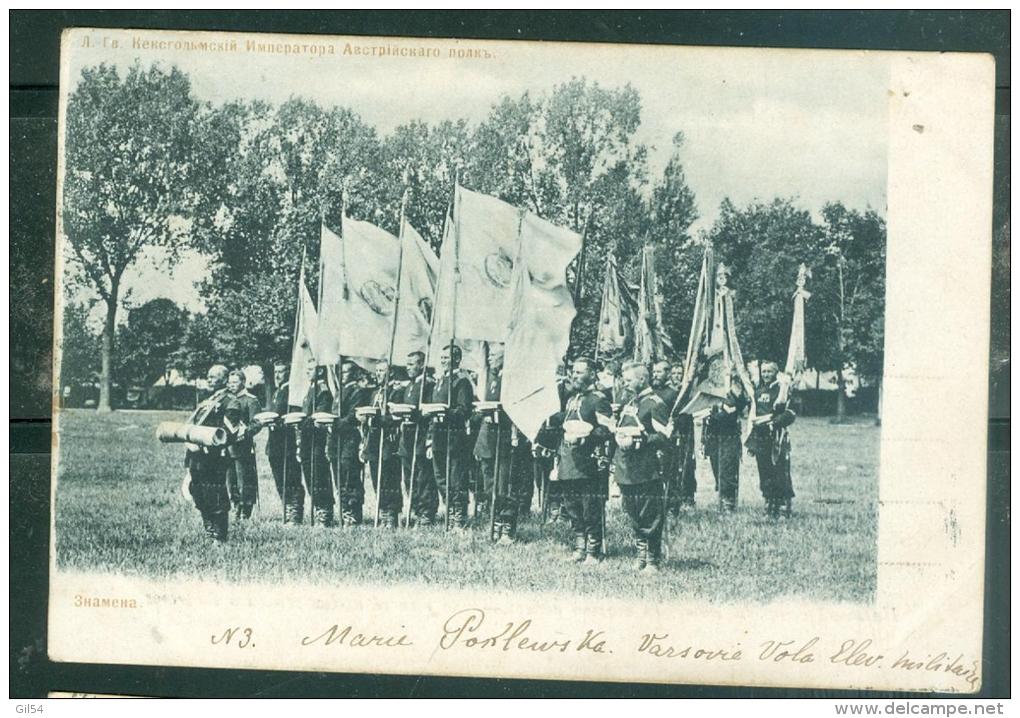 CPA " Revue De La Garde De Drapeaux" Oblitéré Bapwaba N°2 ( Varsovie Poste N°2) En 1903 Pour La France - Briefe U. Dokumente