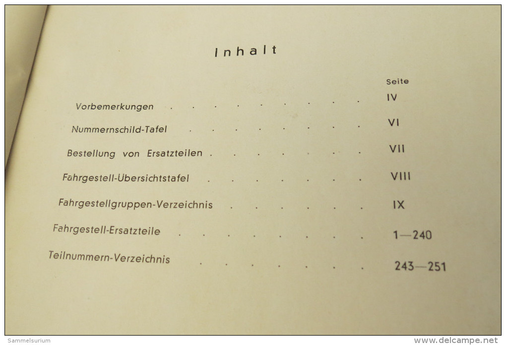 Mercedes-Benz Typ O 3500 Fahrgestell-Ersatzteilliste O 312 Ausgabe B Von 1951 - Technical