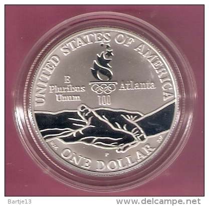 AMERIKA DOLLAR 1995P ZILVER PROOF ATLANTA OLYMPICS 1996 CYCLING - Conmemorativas