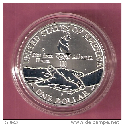 AMERIKA DOLLAR 1995P ZILVER PROOF ATLANTA OLYMPICS 1996 BLIND RUNNER - Gedenkmünzen