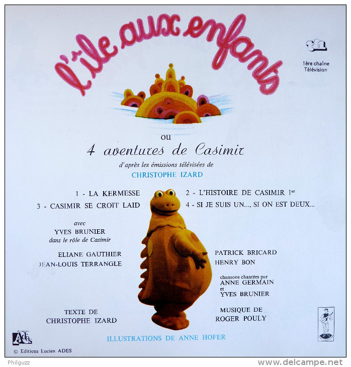 Disque Vinyle 33T 25 Cm CASIMIR L'ÎLE AUX ENFANTS TF1 (1) - ADES ALB 375 1975 ILLUSTRATIONS ANNE HOFER - Disques & CD