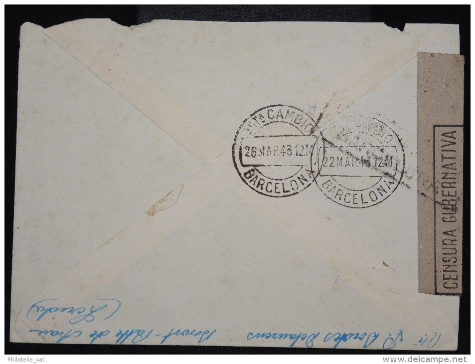 ESPAGNE - Enveloppe De Borost Pour Le Maroc En 1943 - Annulation Timbres à La Main Et Censure  - à Voir - Lot P9344 - Bolli Di Censura Nazionalista