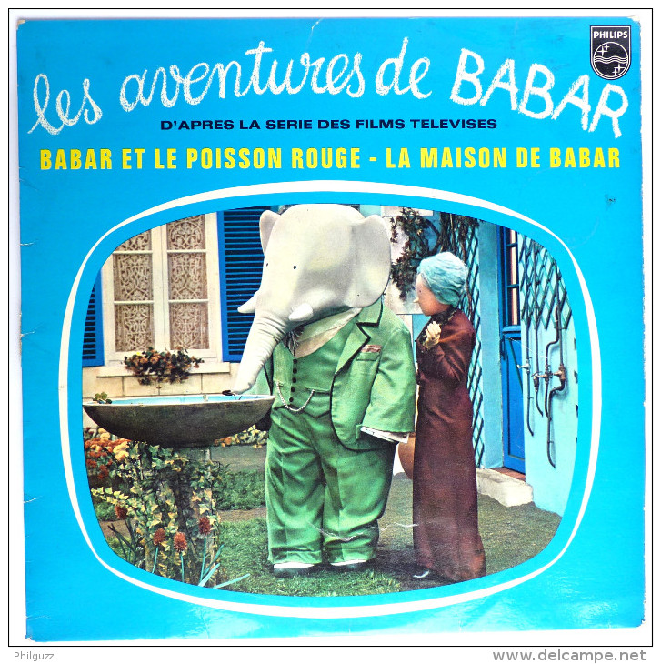 Rare Disque Vinyle 33T LES AVENTURES DE BABAR ET LE POISSON ROUGE ORTF - PHILIPS 849465 BY 1962 - Records