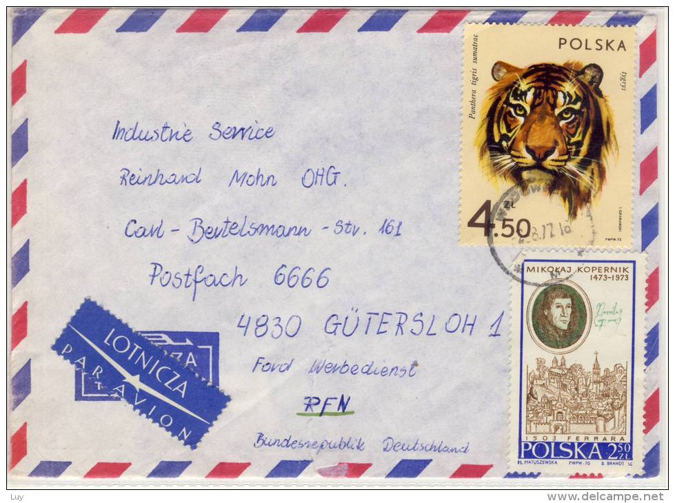 POLSKA - KETY,  1976 -  Lotnicza, Par Avion Air Mail , Mi:PL 2169, Sn:PL 1895, Stamp Panthera Tigris Sumatrac, Tiger - Airplanes