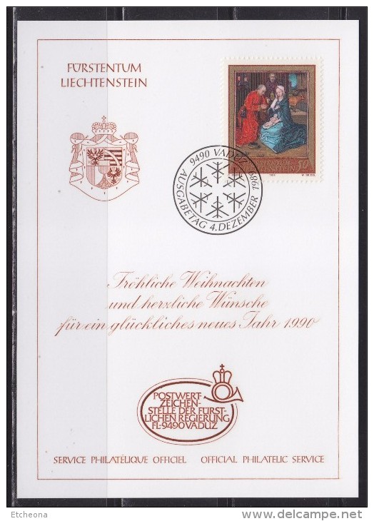 = Carte De Bonne Année Vaduz 4.12.89 Liechtenstein Service Philatélique Officiel - Covers & Documents