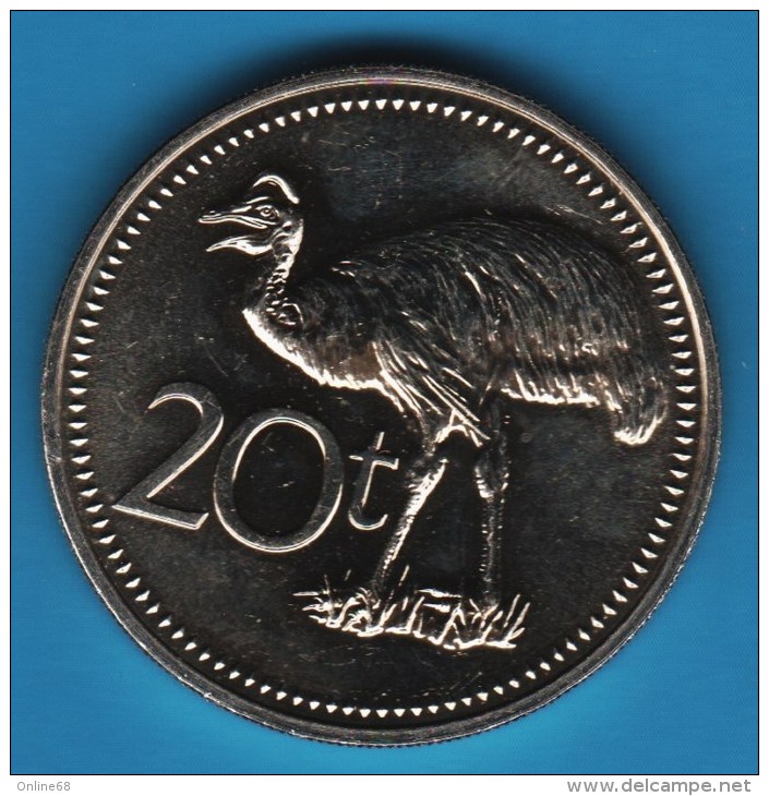 PAPUA NEW GUINEA 20 Toea 1979  KM# 5 Oiseau Casoar - Papouasie-Nouvelle-Guinée