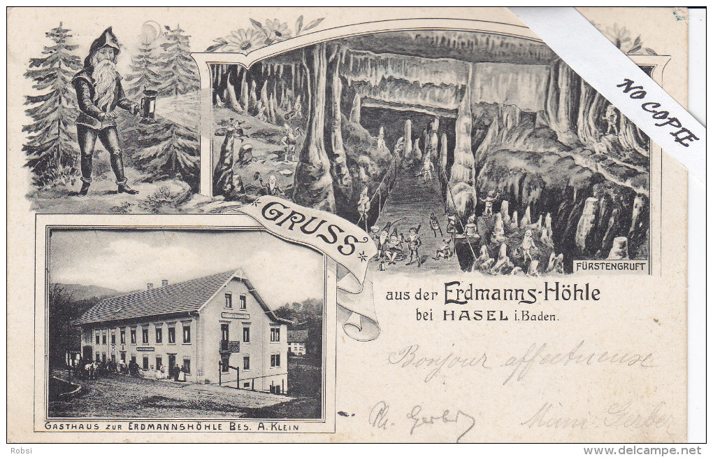 Baden Hasel Erdmanns-Höhle, Gasthaus, Carte Taxée à 13 Cts Par La France - Schwaebisch Hall