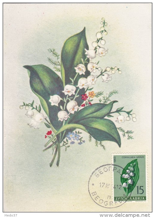 YOUGOSLAVIE Carte Maximum - Muguet - Cartoline Maximum