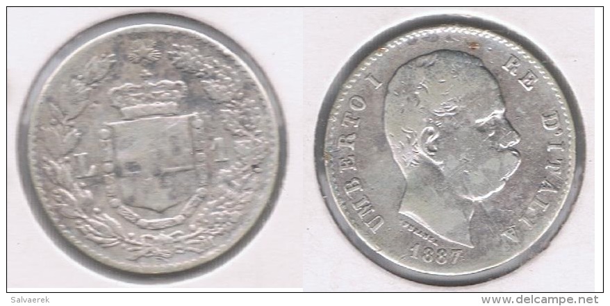 ITALIA  LIRA MILAN 1887 PLATA SILVER Y - 1878-1900 : Umberto I.