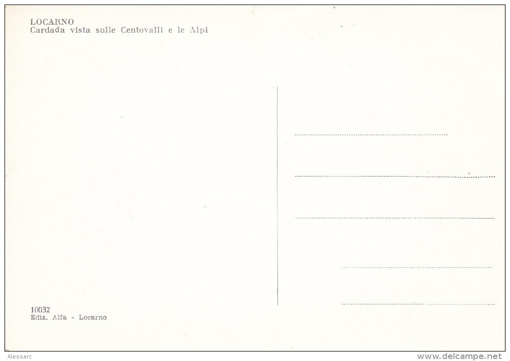 Svizzera Suisse Schweiz Switzerland TICINO Locarno Cardada Vista Sulle Centovalli E Le Alpi Anni 1950 - Centovalli